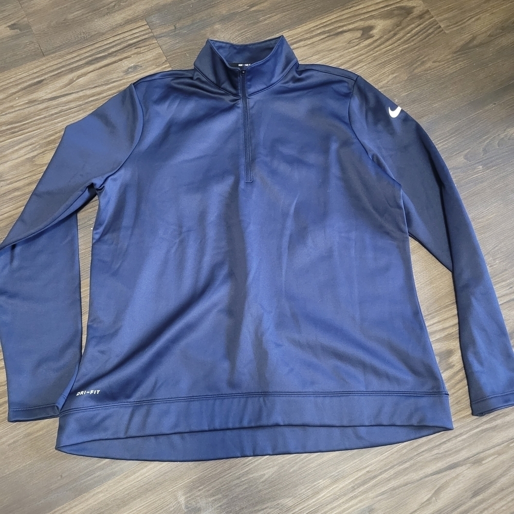 Nike Men's Navy Quarter-Zip Jacket XL Blue Tech